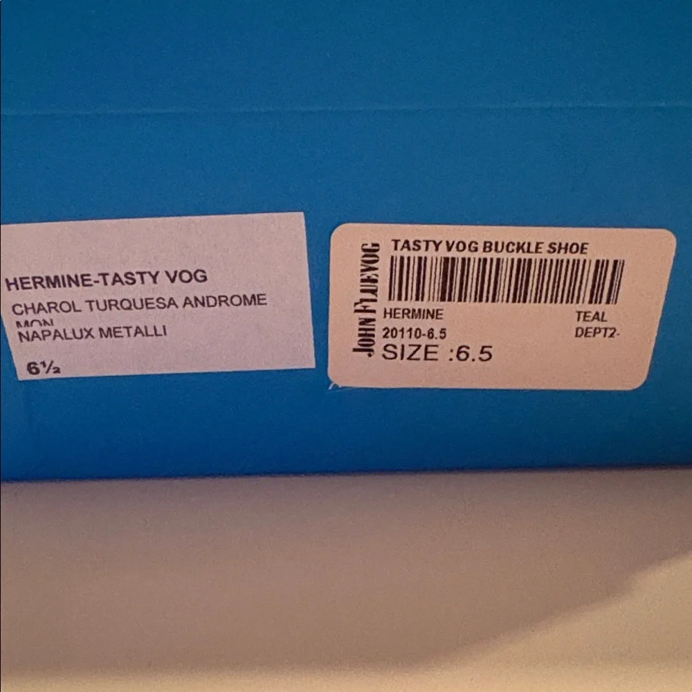 John Fluevog Teal and Yellow Heels Hermine Buckle 6.5 - Picture 8 of 8